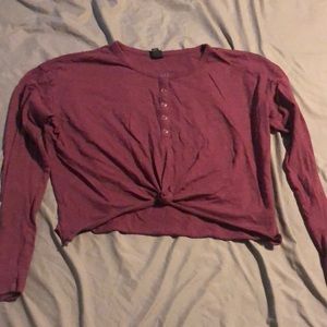 Washed maroon long sleeve crop
